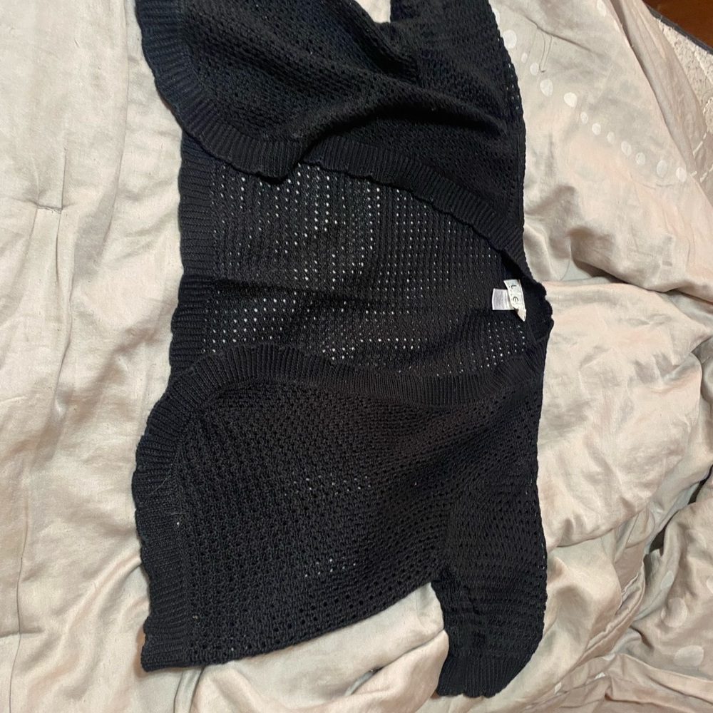 Elegant Black Women's Open-Front‎ Cardigan